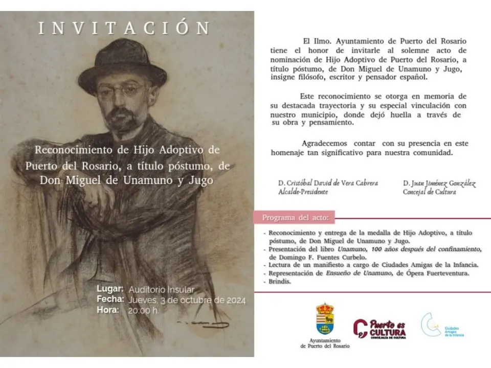 Miguel de Unamuno, Hijo Adoptivo de Puerto del Rosario a título póstumo