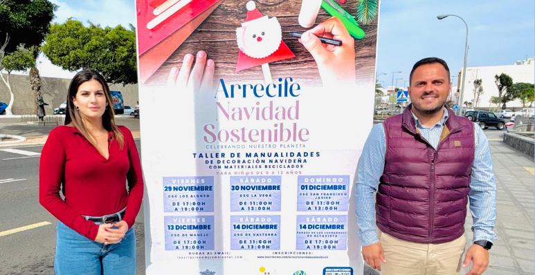 El alcalde Yonathan de León y la concejala de Medio Ambiente, Davinia Déniz, presentan estos talleres de decoración navideña con material reciclado